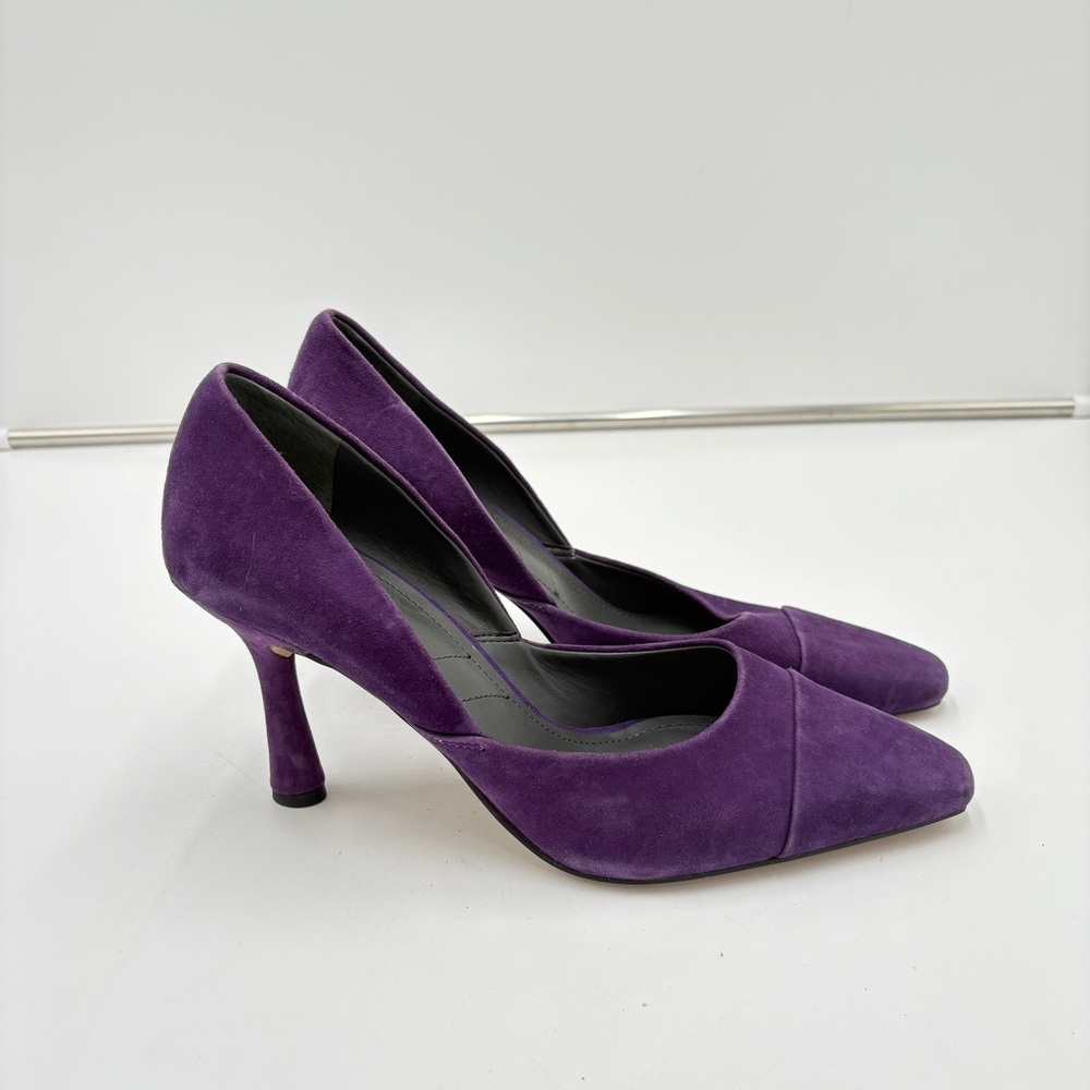Franco Sarto Mila Purple Suede Cap Pointed Toe D’Orsay Pumps Heels Women’s 8.5